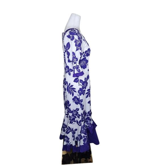 Vintage Rainbow Hawaiian Ruffle Hawaiian Muumuu Dress Womens S Purple Tiki - Picture 5 of 10